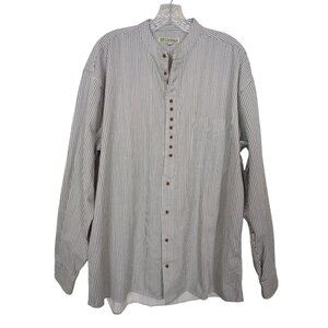 Civilian Mens‎ Irish Grandfather Striped Cotton Long Sleeve Button-Up Shirt Sz L